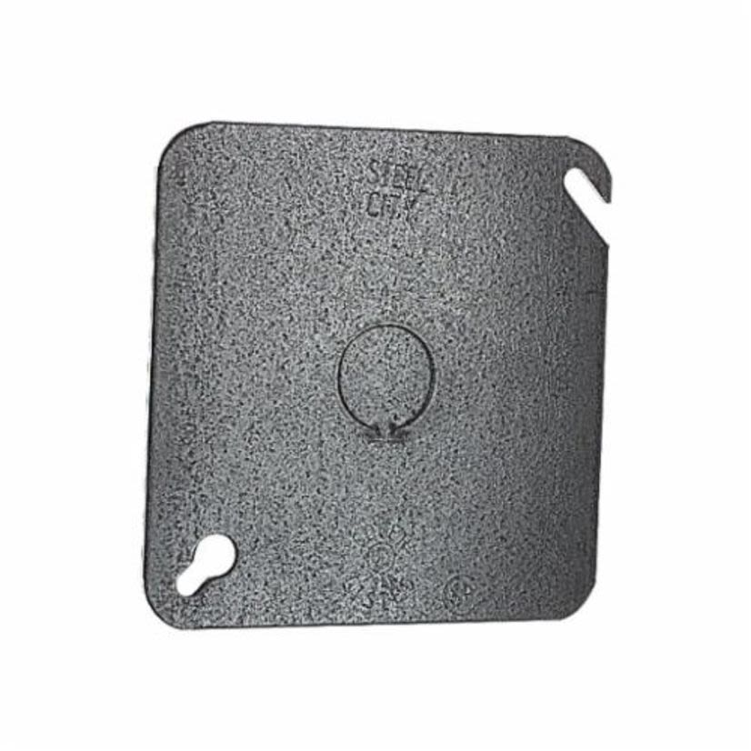 Steel City 52-C-6 Outlet Box Cover, 4 in L x 4 in W, Flat Cover, Steel
